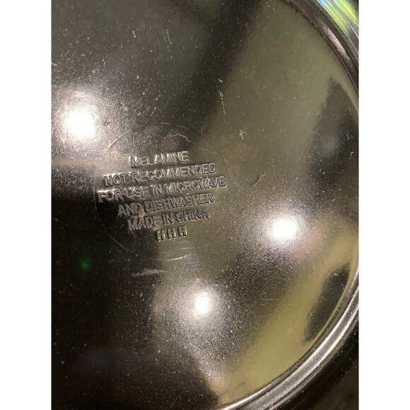 Pair of Black Sugar Skull Heavy Melamine  7-1/2" Snack Plates - Picture 4 of 5